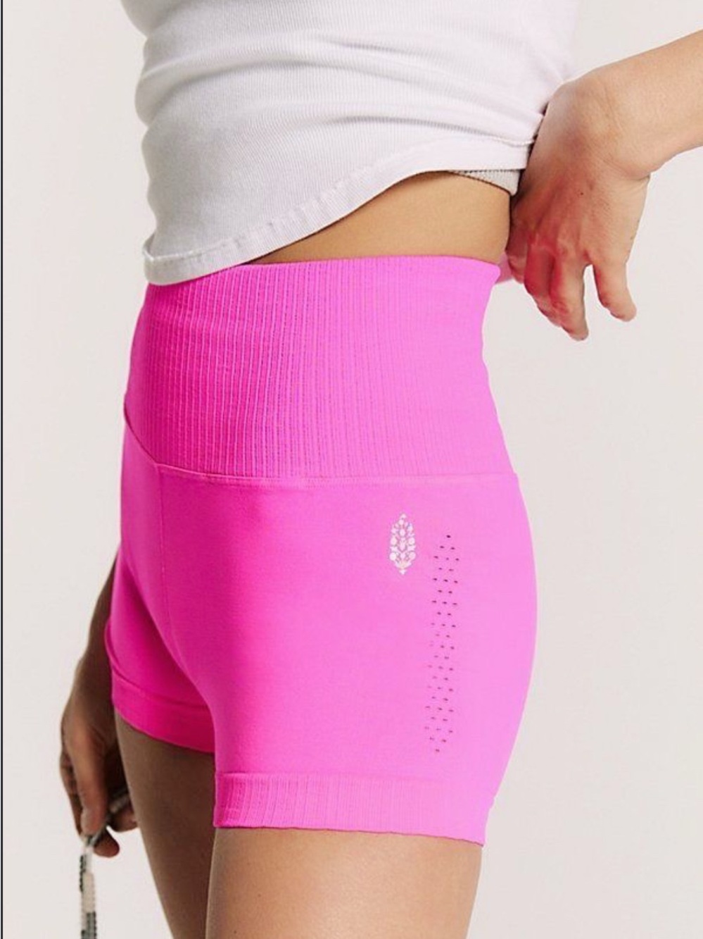 High-Waist Ribbed Hot Pink Women's Shorts